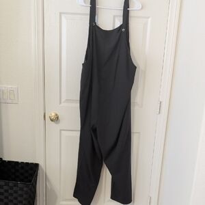 SHEIN Black Wide-Leg Strap Overalls Jumpsuit